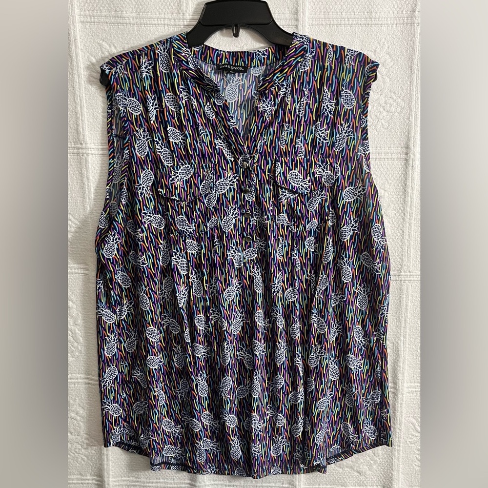 Ava & Grace Purple Gray Size XL Sleeveless Blouse